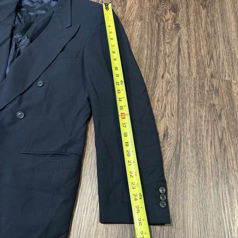 Ermenegildo Zegna Soft Double Breasted Navy Blue Wool Blazer Size 54L  Wool READ